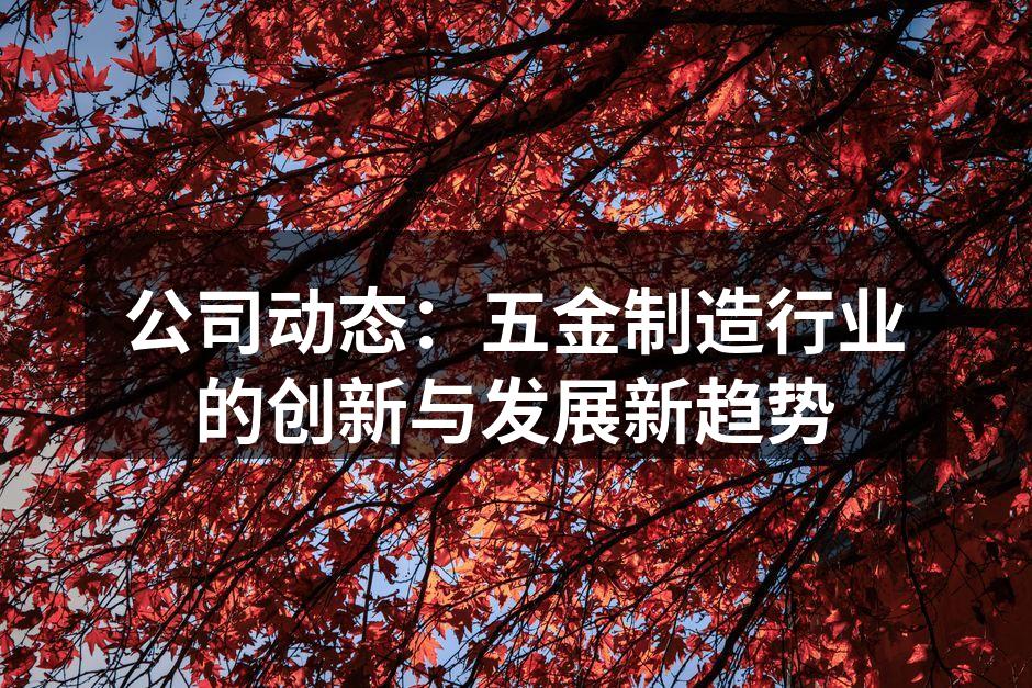 公司动态：五金制造行业的创新与发展新趋势